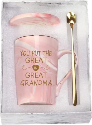 Vista 8 de Taza de café gris de 14 onzas para abuela de parte de nietos, regalo para el día de la madre y cumpleaños