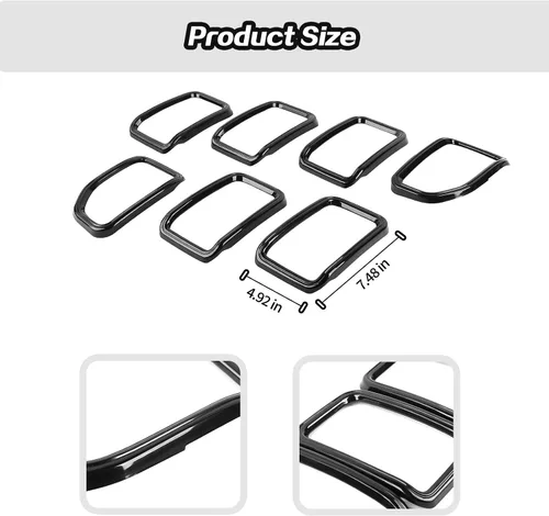 Vista 4 de 7 piezas de insertos de parrilla accesorios de rejilla para Jeep Grand Cherokee 2021+ (negro)