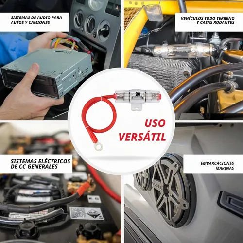 Vista 6 de InstallGear Cable de alimentación de calibre 8 (1 pie) con portafusibles de 100 amperios AGU - 99.9% cobre libre de oxígeno