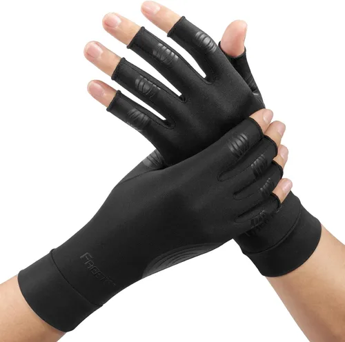 Vista 7 de Guantes de cobre FREETOO para artritis para aliviar el dolor del túnel carpiano, guantes de compresión reforzada para aliviar los dolores de mano