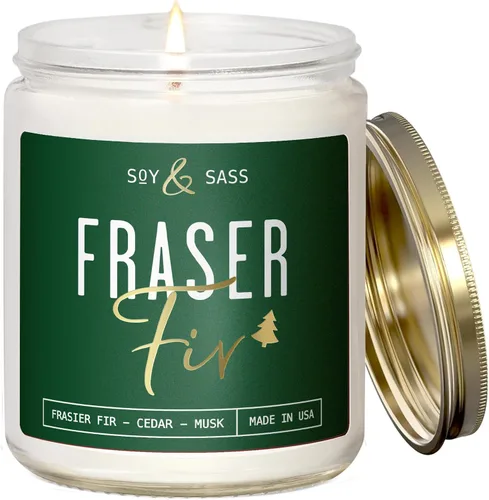 Vista 9 de Vela de pino, velas perfumadas de pino, velas de Navidad perfumadas – Vela de soja 'Pine Tree', con agujas de abeto, cedro cálido y sándalo