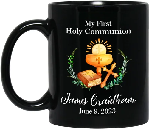 Vista 9 de Personalized Baptism Coffee Mug Gift With Baby Name & Date Baptized, Customized Baby Baptism Christening Black Ceramic Mug Gift For Dad Mom