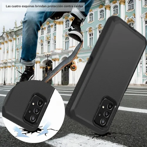Vista 5 de Funda resistente para Samsung Galaxy A23 5G 4G, con clip para cinturón y soporte, resistente a prueba de golpes, funda protectora de cuerpo Negro