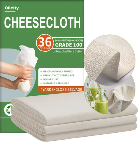 Vista 10 de Olicity - Paños de muselina para queso de grado 90, 27 pies cuadrados, paño de queso reutilizable con bordes cerrados de algodón sin blanquear