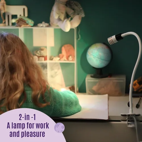 Vista 8 de Saturn - Lámpara de noche con clip para habitación de niños, luz LED regulable con clip con cabeza desmontable, luz nocturna para recién nacidos