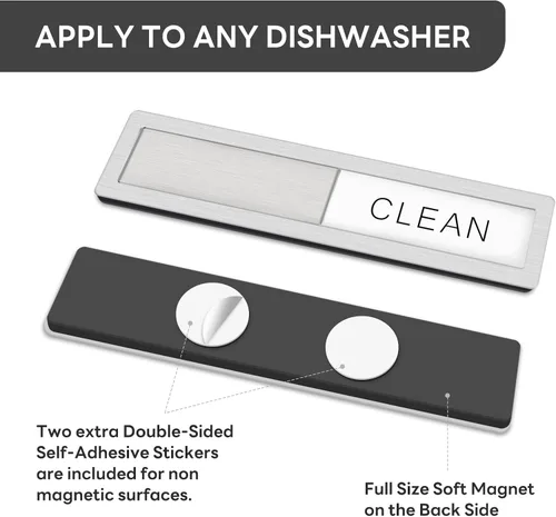 Vista 5 de Imán magnético para lavavajillas Clean Dirty de KitchenTour, imán de acero inoxidable premium Clean Dirty para lavavajillas, divertido, imán fuerte