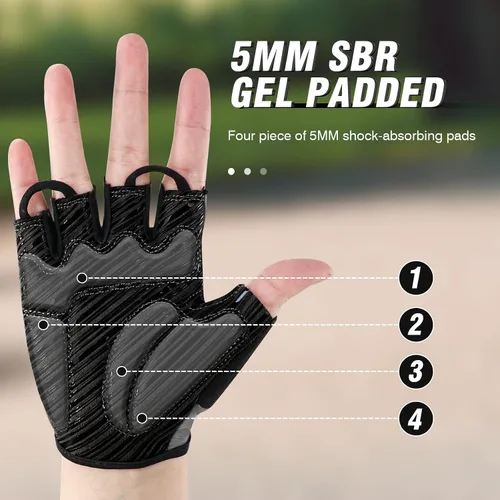 Vista 2 de Guantes de ciclismo para hombres y mujeres con almohadilla antideslizante que absorbe los golpes, peso ligero, ajuste agradable, guantes