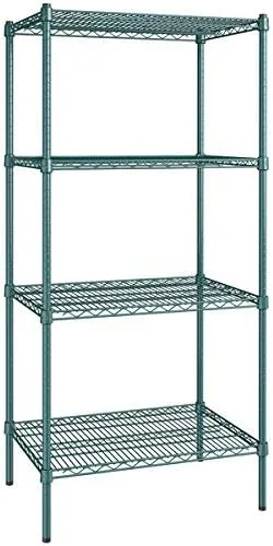 Vista 184 de Kit de 4 estantes de epoxi verde NSF de 21 x 72 pulgadas con postes de 86 pulgadas, estantería de almacenamiento resistente, kit de estantería
