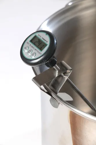 Vista 2 de Termómetro líquido de caramelo de cocina digital con clip de olla de acero inoxidable, lectura rápida, batería incluida