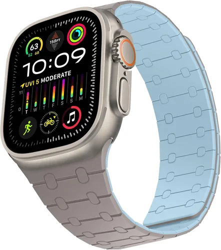 Vista 29 de Compatible con correa de Apple Watch de 49mm 46mm 45mm 44mm 42mm 41mm 40mm 38mm, correa de bucle magnético ajustable de silicona para iWatch Ultra