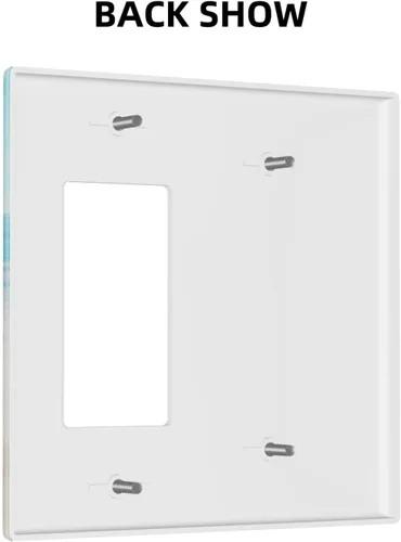 Vista 4 de Cubierta para interruptor de luz, diseño de conchas marinas en la playa, placas de pared de 2 bandas, 1 paquete