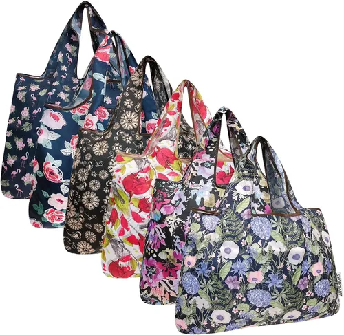 Vista 10 de allydrew Bolsas grandes plegables de nailon reutilizables para comestibles, paquete de 6