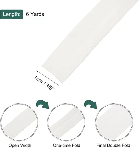 Vista 304 de MECCANIXITY Cinta al bies de doble pliegue de 1/2 pulgada de poliéster continuo a granel para costura, costura, dobladillo, encuadernación y Beige