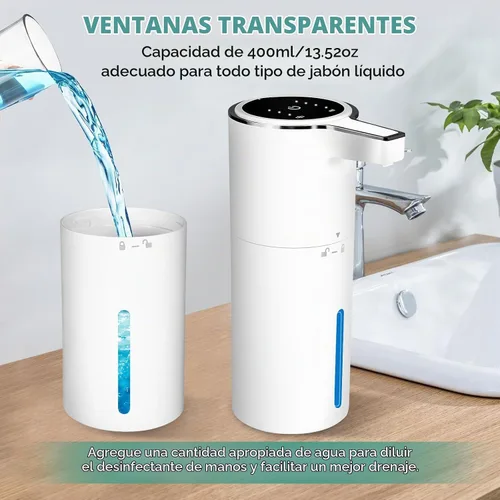 Vista 5 de Paquete de 4 dispensadores automáticos de jabón líquido sin contacto, dispensador de jabón líquido con sensor inteligente de 13.5 onzas, recargable