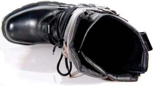 Vista 6 de New Rock Newrock 272 - Botas de piel con hebilla para botas góticas, color negro