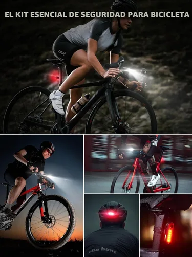 Vista 8 de Smiling Shark Luces de bicicleta, luz LED con clip frontal para bicicleta y luz trasera roja gratis, IPX6, impermeable, recargable por USB, potente