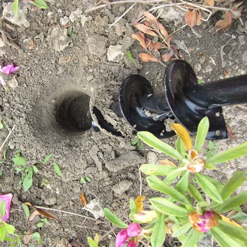 Vista 4 de Broca de taladro para plantar – Broca en espiral de 3 x 12 pulgadas – Herramienta de maceta de bulbos y excavadora de agujeros para poste – Taladro