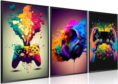 Vista 16 de Juego de Arte de Pared para Decoración de Sala de Juegos de 3 Piezas - Decoración de Pared de Control de Videojuegos para Gamers, Póster de Lienzo