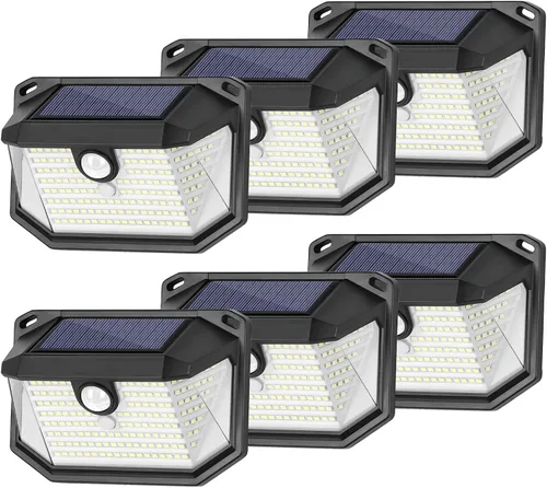 Vista 13 de Paquete de 2 luces solares para exteriores, luces solares superbrillantes con sensor de movimiento alimentadas por energía solar para exteriores