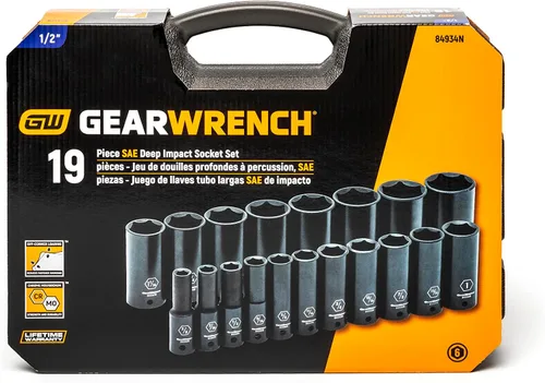 Vista 11 de GEARWRENCH - Juego de llaves de vaso de impacto estándar, color negro