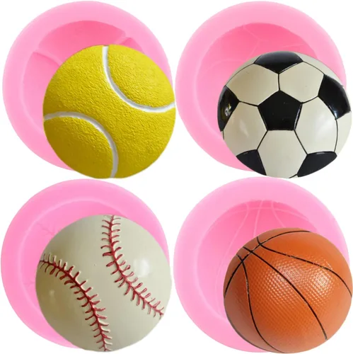 Vista 10 de Mujiang Moldes de silicona para baloncesto Deportes Tema Fondant Moldes Set Estilo a