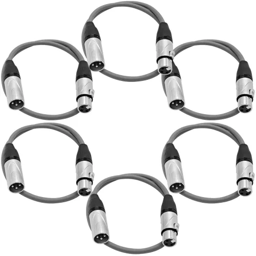 Vista 9 de SEISMIC AUDIO - SAXLX-2 - Paquete de 6 cables de conexión XLR macho a XLR hembra de 2 pies - Equilibrados - Cables de conexión de 2 pies