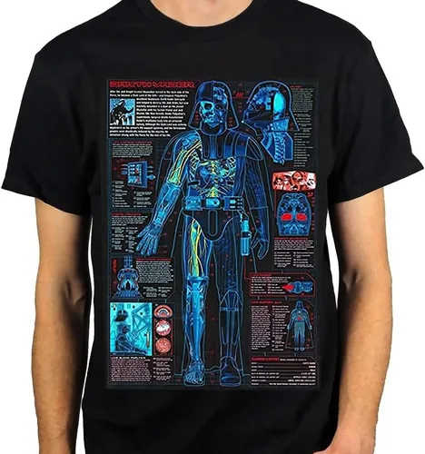 Vista 2 de STAR WARS Darth Vader Blueprint Schematic Design - Camiseta para hombre, diseño gráfico, color negro
