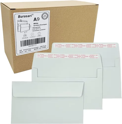 Vista 7 de Sobres de invitación A9 (100 unidades de 5.75 x 8.75 pulgadas) - Sobres de papel blanco con diseño sin ventanas de 120 GSM con cierre automático