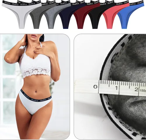Vista 4 de Tangas de algodón para mujer, con logotipo deportivo, 3207