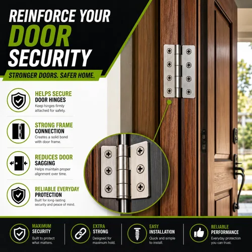 Vista 3 de Tornillos para madera de níquel plateado satinado de 9 x 3 pulgadas, tornillos extra largos para bisagra de puerta, tornillos de seguridad