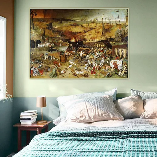 Vista 2 de Bruegel Pieter "Triunfo de la muerte" Cuadro famosa impresiones en lienzo.Imagen de arte de pared de lona para decoración del hogar 19.7x29.5 in sin