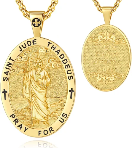 Vista 42 de Vito Collares de Santos de Plata de Ley 925 para Mujeres y Hombres, Colgante de San Miguel/Crucifijo/Caravaca/San Judas/Virgen María, Medalla