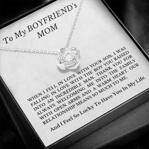 Vista 4 de Collar con texto en inglés "To My Boyfriends Mom", regalos para novios y mamá, regalos lindos para novios y madres en el día de la madre, regalo