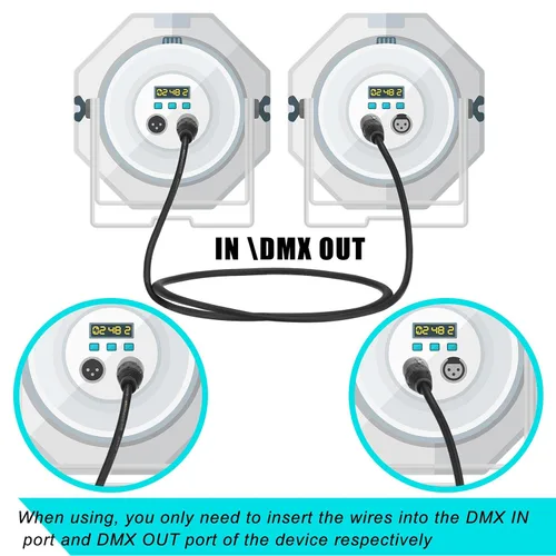 Vista 3 de Xuhal 10 cables de señal DMX flexibles de 3.2 pies de 3 pines, cables de señal DMX de 3.3 ft con conectores de metal, conexión XLR macho a hembra