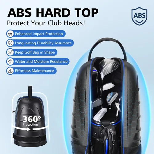 Vista 2 de Golf Travel Bags for Airlines with Wheels, Hard Case Top and 1680D Heavy Duty Oxford Protect Golf Clubs, Lightweight and Easy to Maneuver
