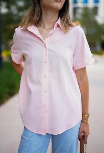 Vista 5 de HOTOUCH Camisa con botones para mujer, de algodón, de manga corta, cuello en V, con botones, para verano y playa