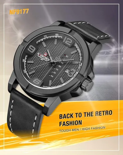 Vista 2 de NAVIFORCE Fecha Cuarzo Hombres Casual Militar Deportes Japón Movimiento de Cuarzo Relojes de Pulsera de Cuero Genuino Gery