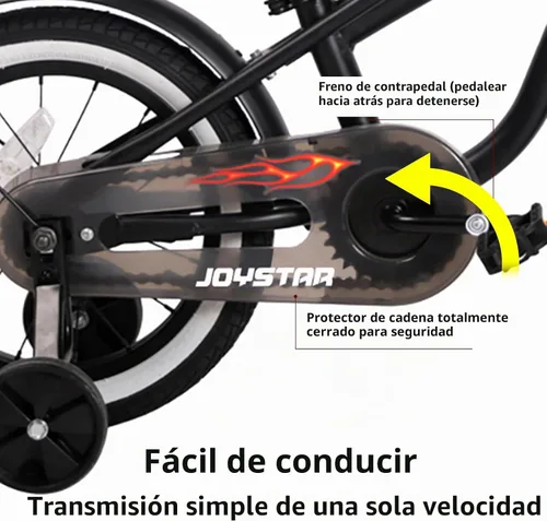 Vista 3 de JOYSTAR Bicicleta de crucero para niños de 12 pulgadas, 14 pulgadas, 16 Negro