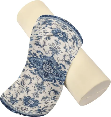 Vista 2 de Kigai Blue White Print Cervical Pillow for Neck Pain Relief Neck Roll Memory Foam Bolster Pillow for Legs Bed Head Back Sleeping Support