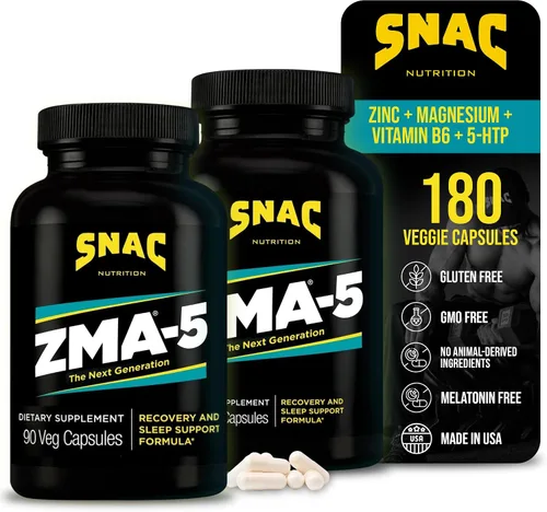 Vista 8 de SNAC ZMA-5 Fórmula mara mejoramiento de la recuperación y el sueño, con 5-HTP, 90 cápsulas