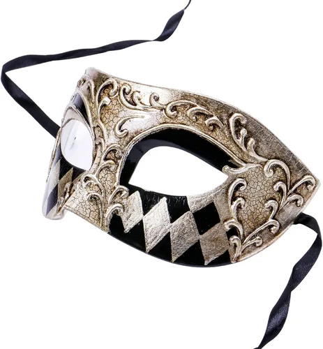 Vista 3 de ILOVEMASKS Disfraz veneciano de Mardi Gras, máscara para fiesta fantasma, máscara facial para hombres, Halloween, baile de graduación, fiesta