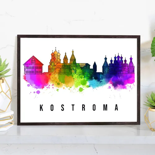 Vista 27 de Pera Print Póster de Rusia, póster de Rusia-Arkhangelsk, ilustración de Rusia Skyline City, póster de horizonte moderno, impresión de paisaje urbano