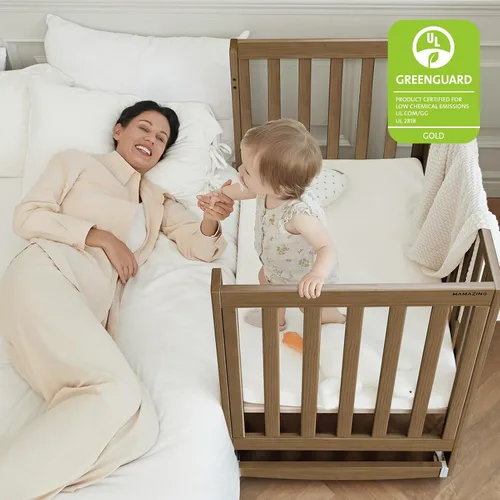 Vista 2 de EvoNest Cuna de Bebé, Mini Cuna Convertible 6 en 1 con Ruedas, Cama de Crecimiento de Madera 100% de Nueva Zelanda, 4 Alturas de Colchón Ajustables