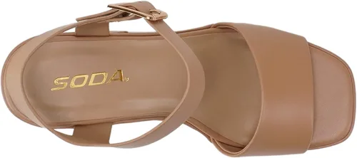 Vista 5 de Soda Launch Sandalias de tacón alto grueso con plataforma y correa al tobillo para mujer
