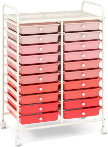Vista 39 de GOFLAME Carro de Almacenamiento con Ruedas de 12 Cajones, Carro Organizador Multifuncional para Arte y Manualidades, Carro de Almacenamiento