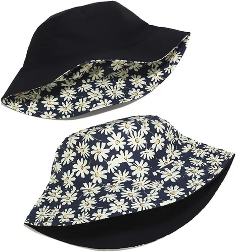 Vista 4 de XYIYI Lindo sombrero de pescador, sombrero de playa para mujer, reversible, con doble lado