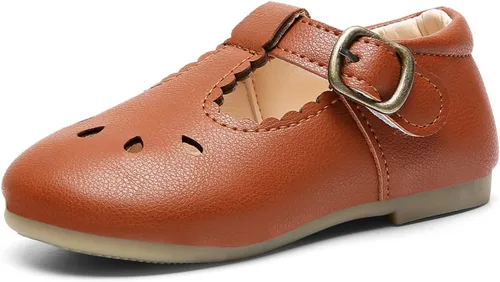 Vista 5 de DADAWEN - Zapatos de correa de vestir planos para niña, clásicos, para usar con el uniforme escolar