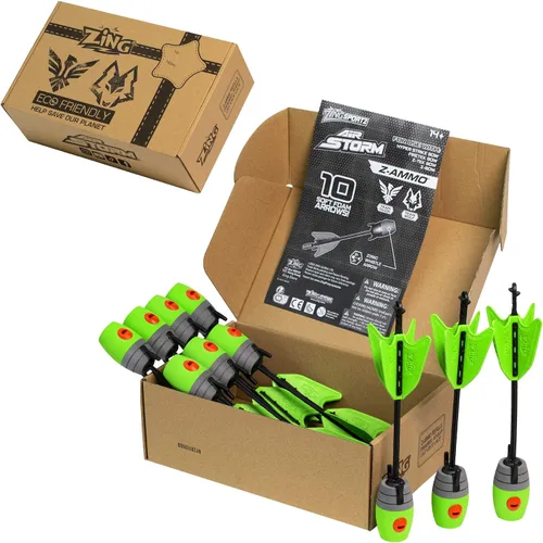 Vista 2 de Zing Zonic - Paquete de recambio de flechas silbantes, 10 flechas verdes, compatible con HyperStrike Firetek Z-Tek Z-Curve Z-Bow juguete de tiro