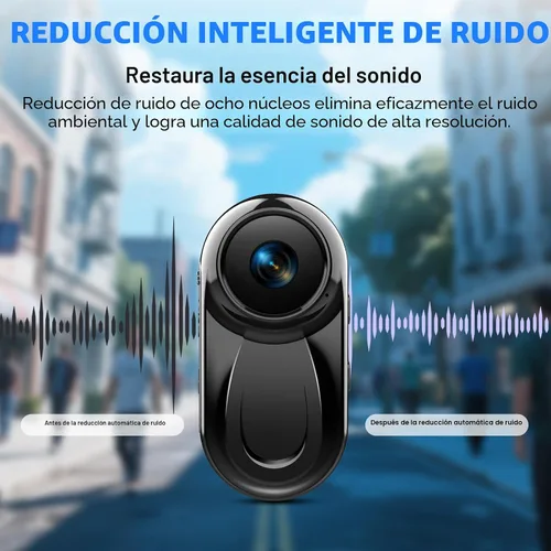 Vista 6 de Mini cámara corporal, cámara de acción de pulgar de 120° gran angular POV portátil con clip magnético/rotación de 360°, cámara de video de grabación