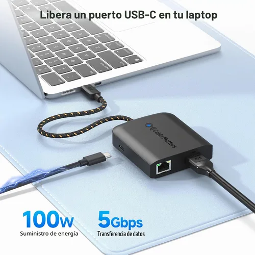 Vista 5 de Cable Matters Hub USB C HDMI 2.1, video 8K, Gigabit Ethernet
